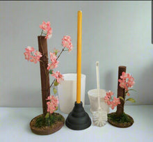 Load image into Gallery viewer, Toilet Plunger and Scrub Brush Containers Japanese Cherry Blossom or Apple Blossom, Bathroom Decor