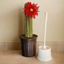 Load image into Gallery viewer, Cactus Blossom Toilet Scrub Brush Container Southwest Bathroom Decor