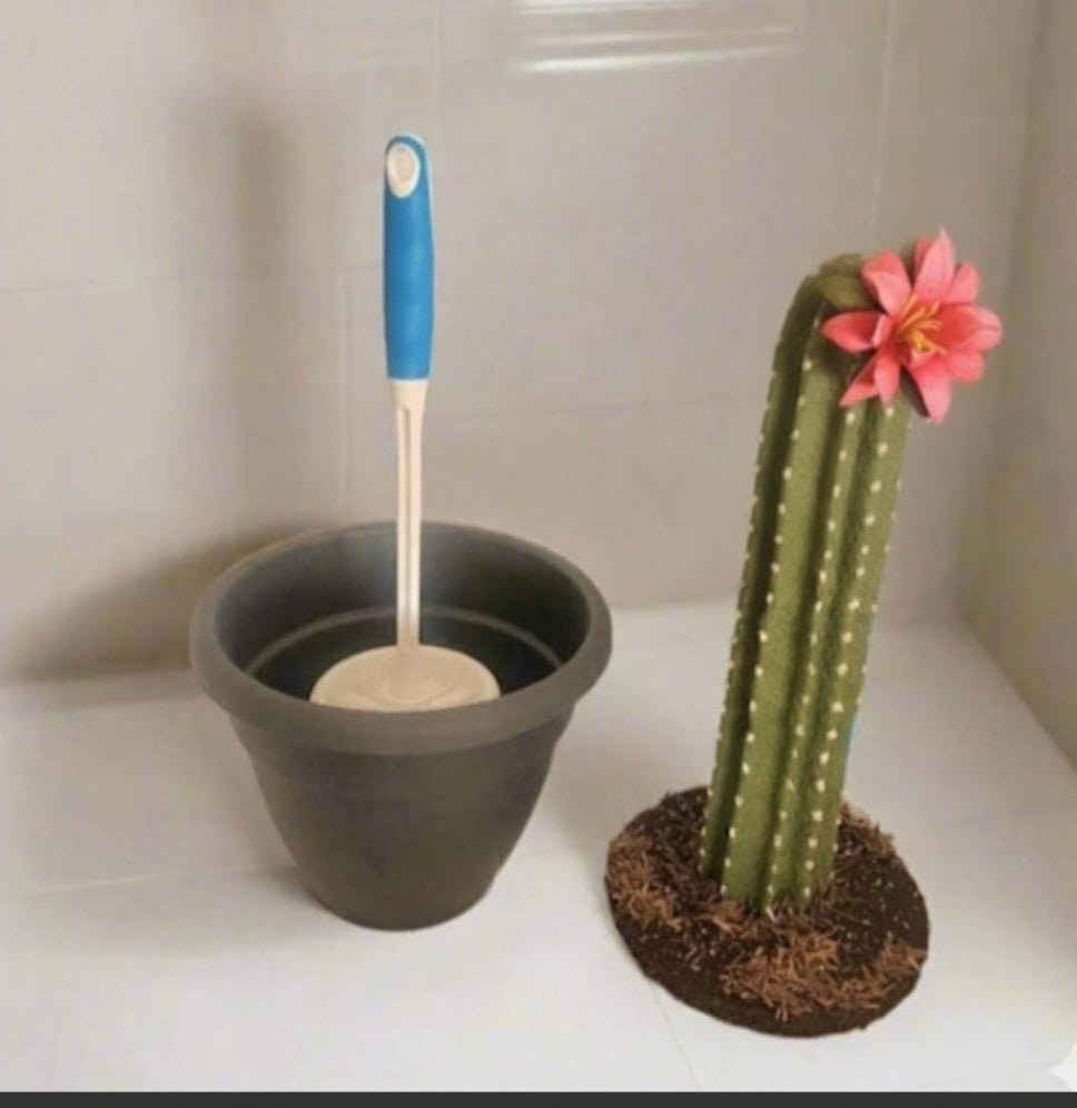 Toilet Brush Holder Cactus Blossom Container Caddy for Bowl Brush Southwest  Decor Bathroom Succulent