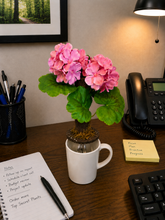 Load image into Gallery viewer, Pink Geranium Reusable Silverware Holder | Office Desk Organizer | Top Secret Plants®