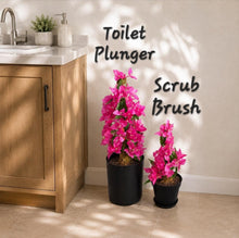 Load image into Gallery viewer, Toilet plunger and scrub brush keepers bougainvillea potty plants bathroom decor
