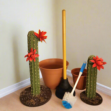 Load image into Gallery viewer, Covers for Toilet plunger and bowl scrub brush containers caddy look like cactus Southwest Decor Saguaro
