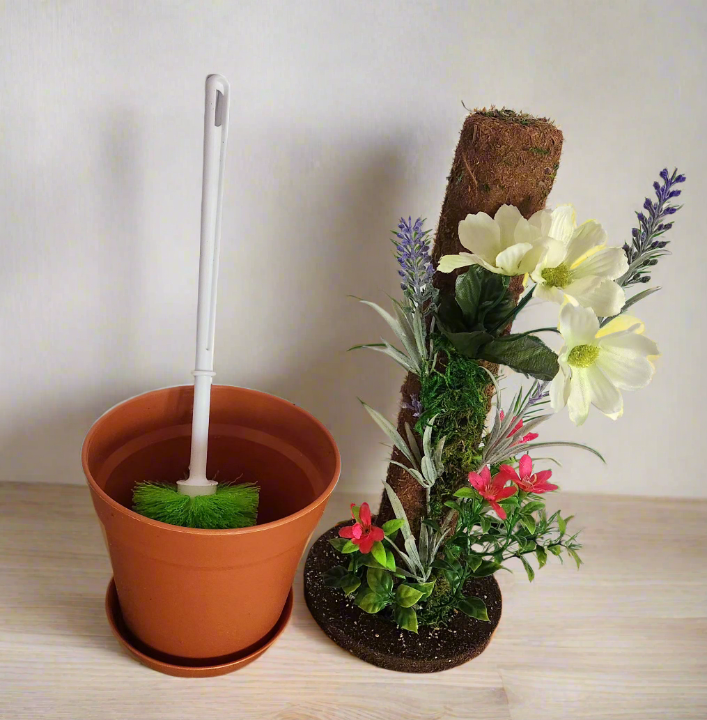 Toilet Brush With Flower Garden Bathroom Decor Container Caddy Lavender Daisy Gardener POTTY PLANTS