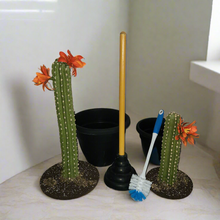 Load image into Gallery viewer, Covers for Toilet plunger and bowl scrub brush containers caddy look like cactus Southwest Decor Saguaro
