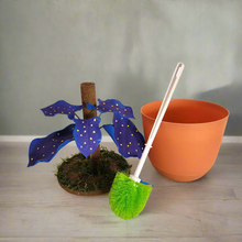 Load image into Gallery viewer, Indigo Polka Arrowhead Plant POTTY PLANTS Fun Toilet Scrub Brush Cover for Plant Lovers
