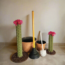 Load image into Gallery viewer, Southwest Bathroom Decor Toilet plunger and bowl scrub brush containers caddy cactus Saguaro
