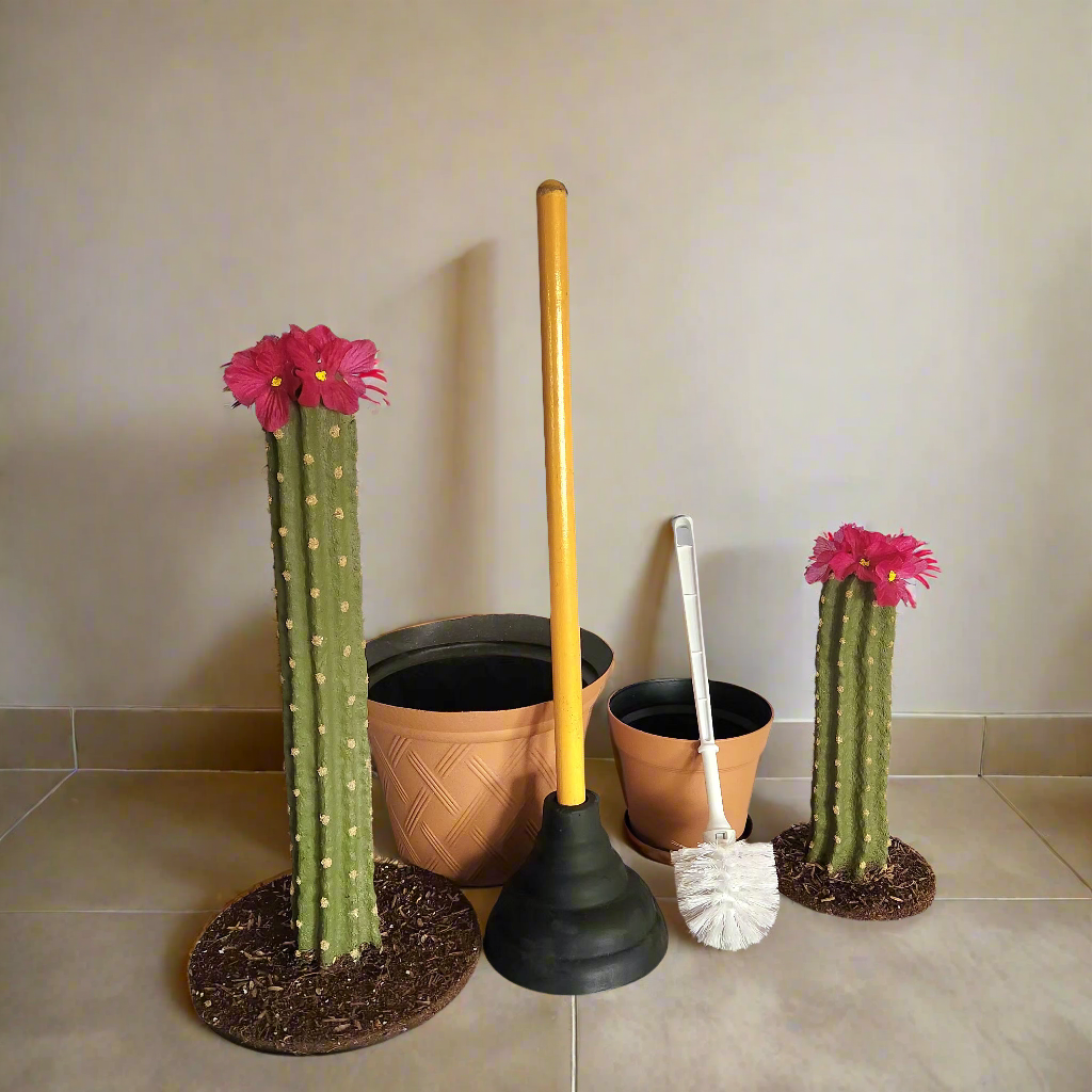 Southwest Bathroom Decor Toilet plunger and bowl scrub brush container –  Top Secret Plants