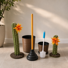 Load image into Gallery viewer, Toilet plunger and bowl scrub brush containers Southwest Bathroom Decor Cactus Saguaro
