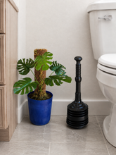 Load image into Gallery viewer, Bellows Toilet Plunger Holder, Bathroom Decor, Hidden Plunger Cover, Monstera Plant, Accordion Plunger Storage
