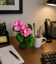 Load image into Gallery viewer, Pink Geranium Reusable Silverware Holder | Office Desk Organizer | Top Secret Plants®
